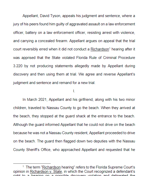 Public record of David Tyson's criminal case.