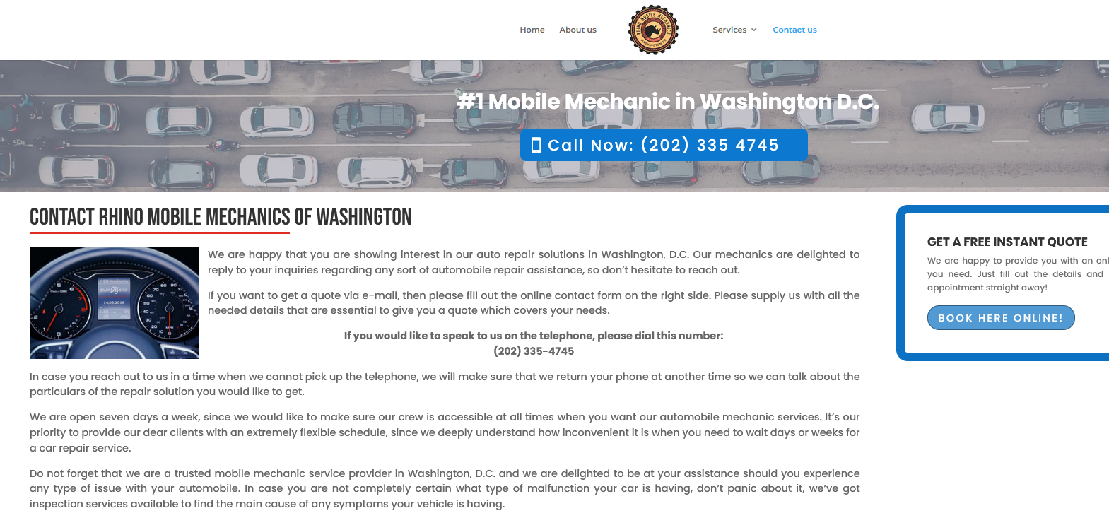 Rhino Mobile Mechanics — one of many fake city sites funneling to YourMechanic